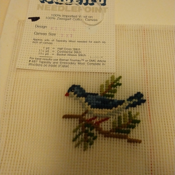 PRICE DROP!! 3 vintage Madeira needle point canvases to finish. 7" x 7" - Picture 2 of 4